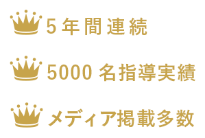 17期連続満席 3000名指導実績 メディア掲載多数
